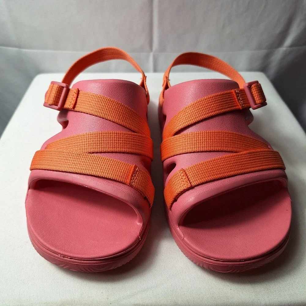 CHACO Chillos Sport Sandals Youth/Girls Sz 4 Rose Pink/Orange Adjustable Straps